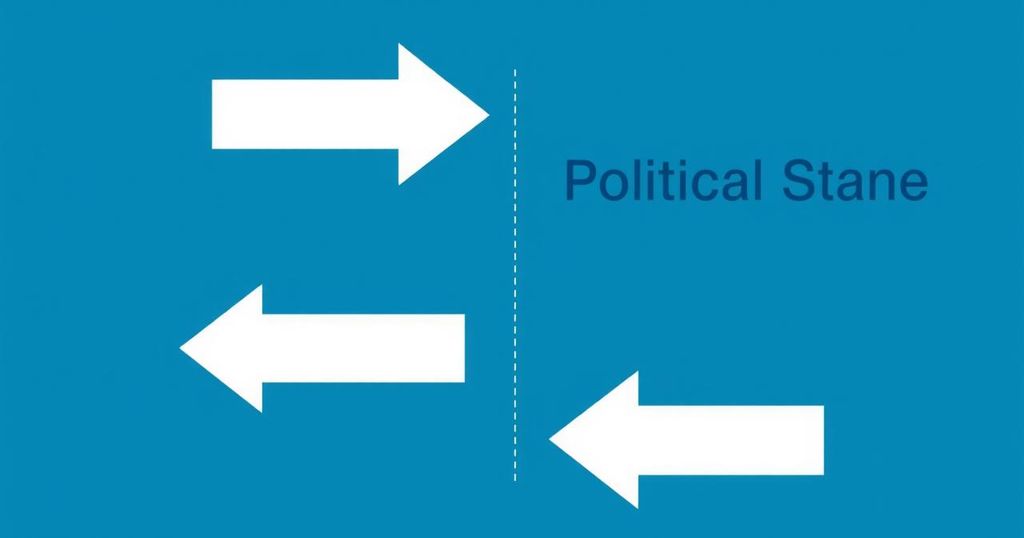 Graphique minimaliste représentant un changement de position politique avec des flèches directionnelles