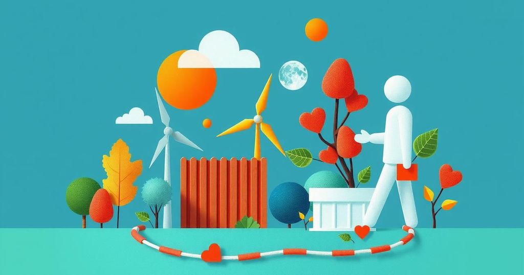 Vue politique complexe : nuances de débat sur les frontières, la santé et l'énergie en arrière-plan coloré.